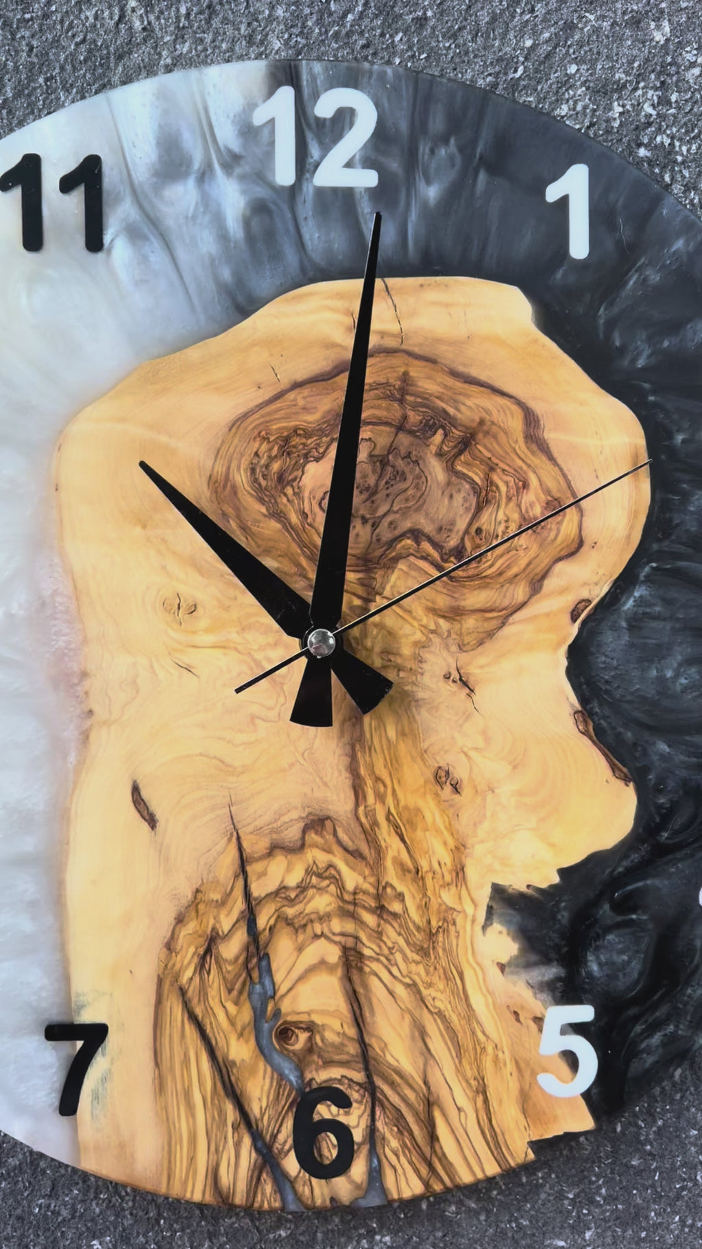 Monochrome Cove Olive Wood & Resin Wall Clock — product video 1