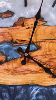 Custom Epoxy & Olive Wood Wall Clock