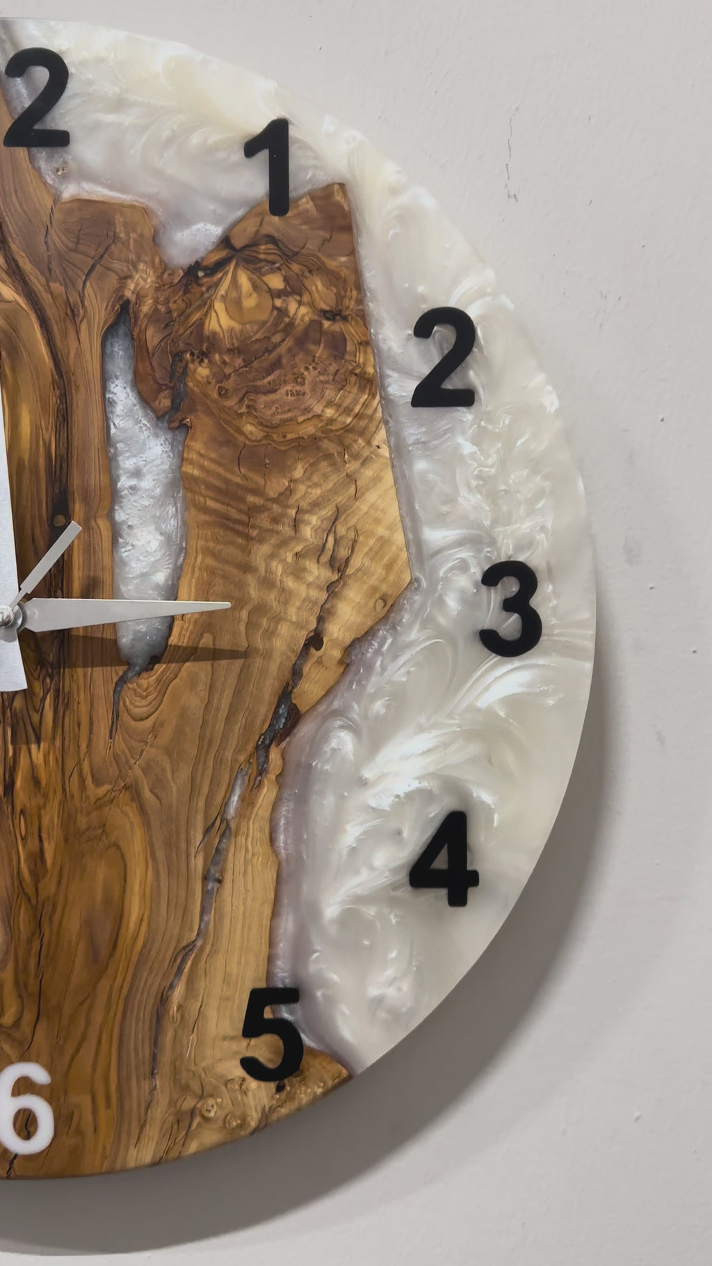 Black & White Olive Wood Resin Wall Clock - Statement Design - product video