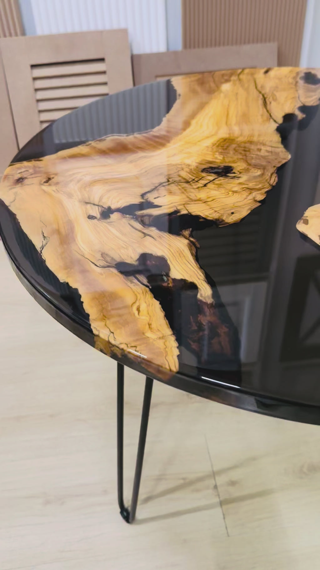 Black Resin Olive Wood Island Coffee Table — product video