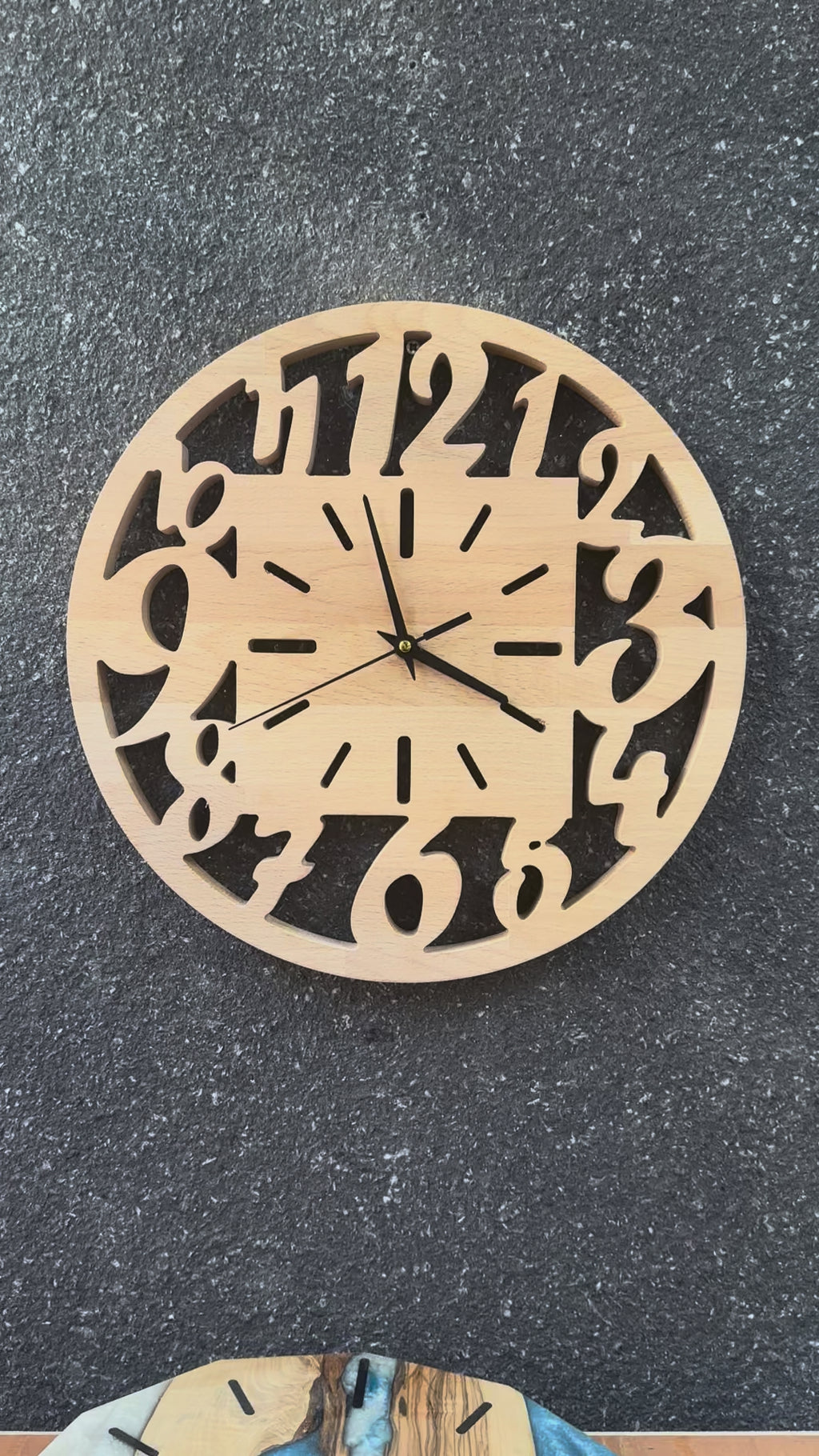 Openwork Numbers Wood Wall Clock — product video 1