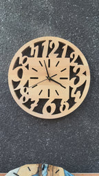Openwork Numbers Wood Wall Clock — product video 1