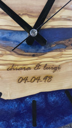 Engraved Tide Olive Wood & Resin Wall Clock — product video 1