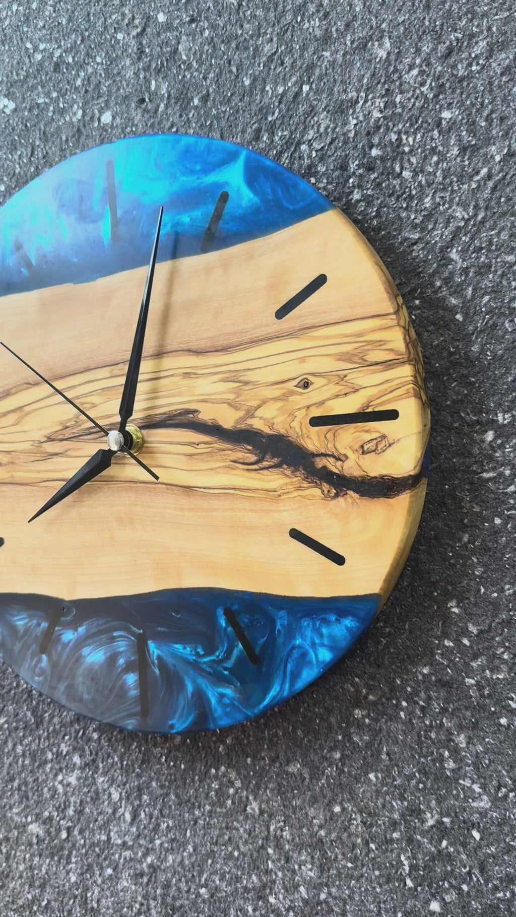 Blue Latitude Olive Wood & Resin Wall Clock — product video 1