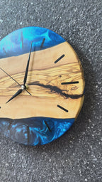 Blue Latitude Olive Wood & Resin Wall Clock — product video 1