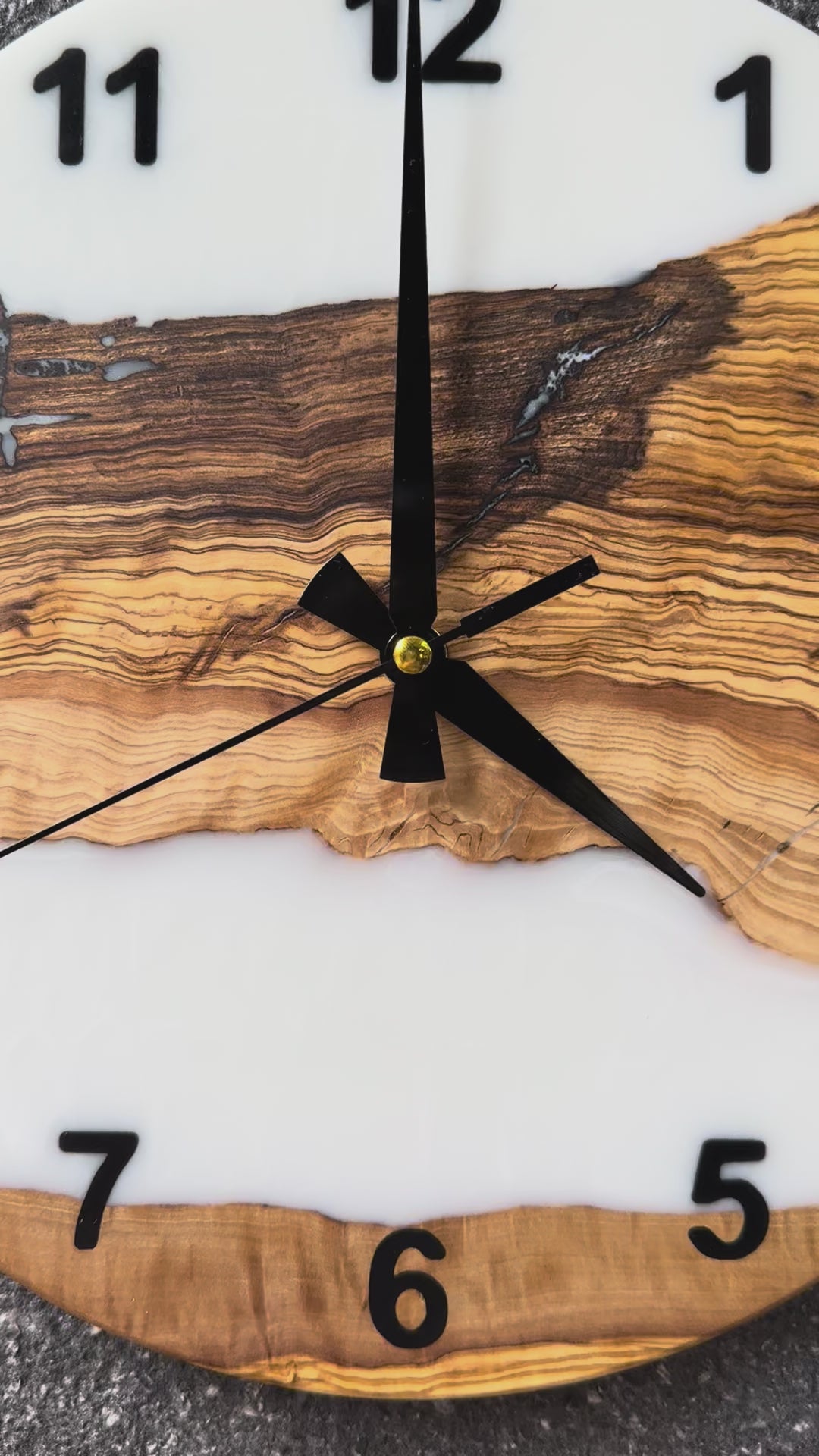 White Woodland Olive Wood & Resin Wall Clock — product video 1