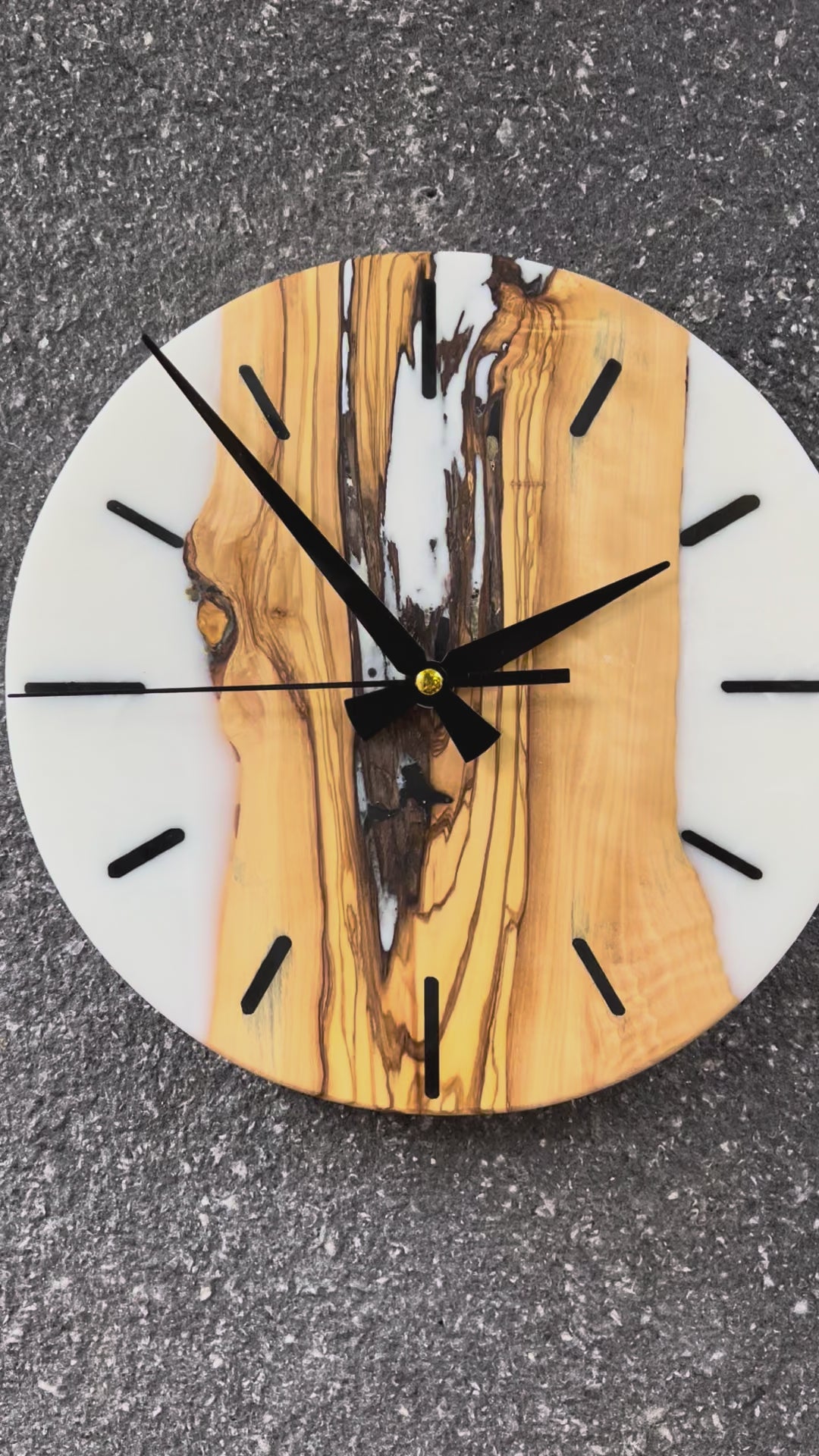 Ivory Passage Olive Wood & Resin Wall Clock — product video 1