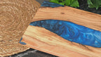 Deep Blue Swirl Resin Olive Wood Serving Board - product video