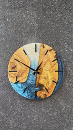 Coastal Inlet Olive Wood & Resin Wall Clock — product video 1