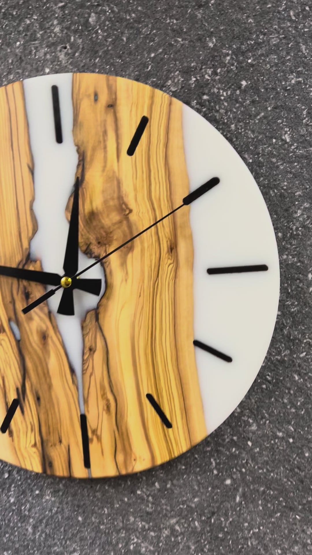 White River Olive Wood & Resin Wall Clock — product video 1