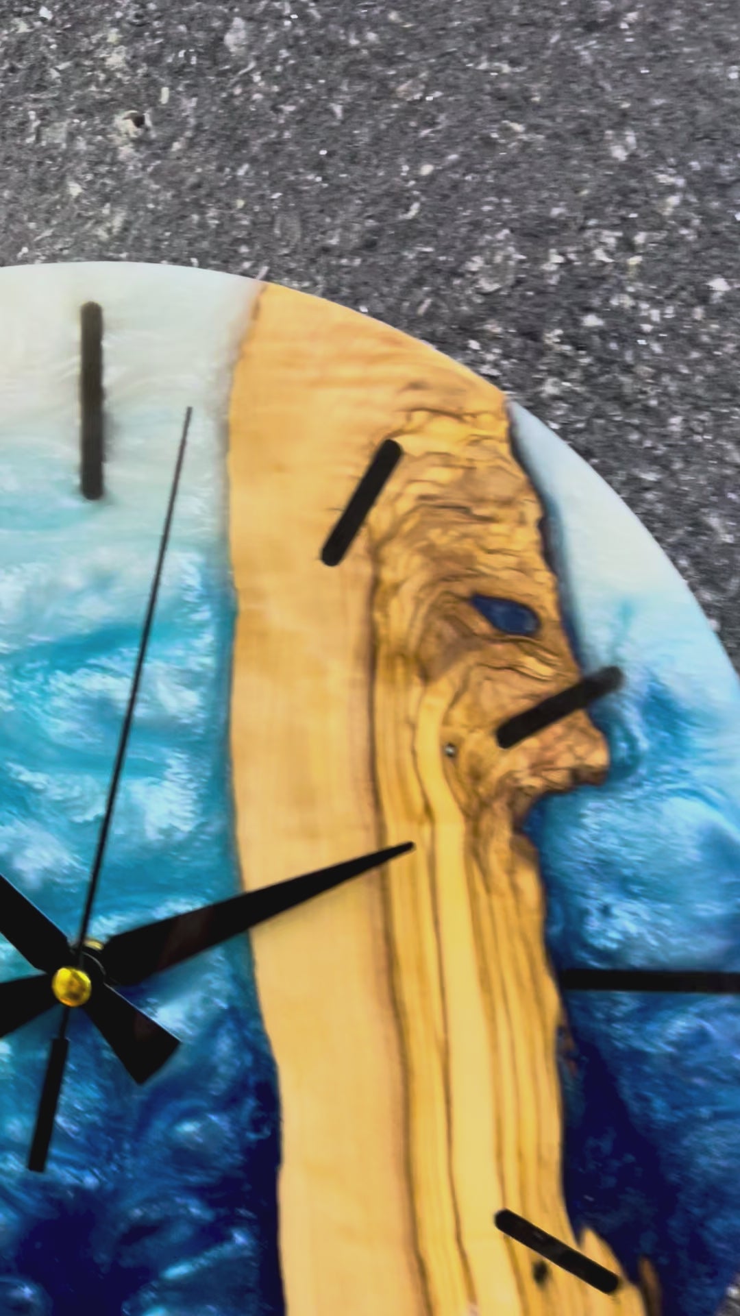Blue Canyon Olive Wood & Resin Wall Clock — product video 1