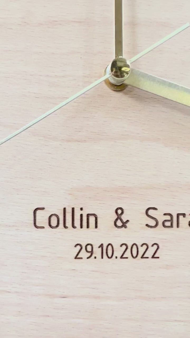 Personalised Names & Date Wood Wall Clock — product video 1
