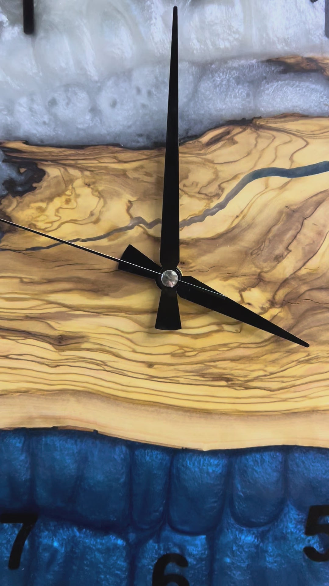 Coastal Branch Olive Wood & Resin Wall Clock — product video 1