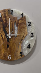 Black & White Olive Wood Resin Wall Clock - Statement Design - product video