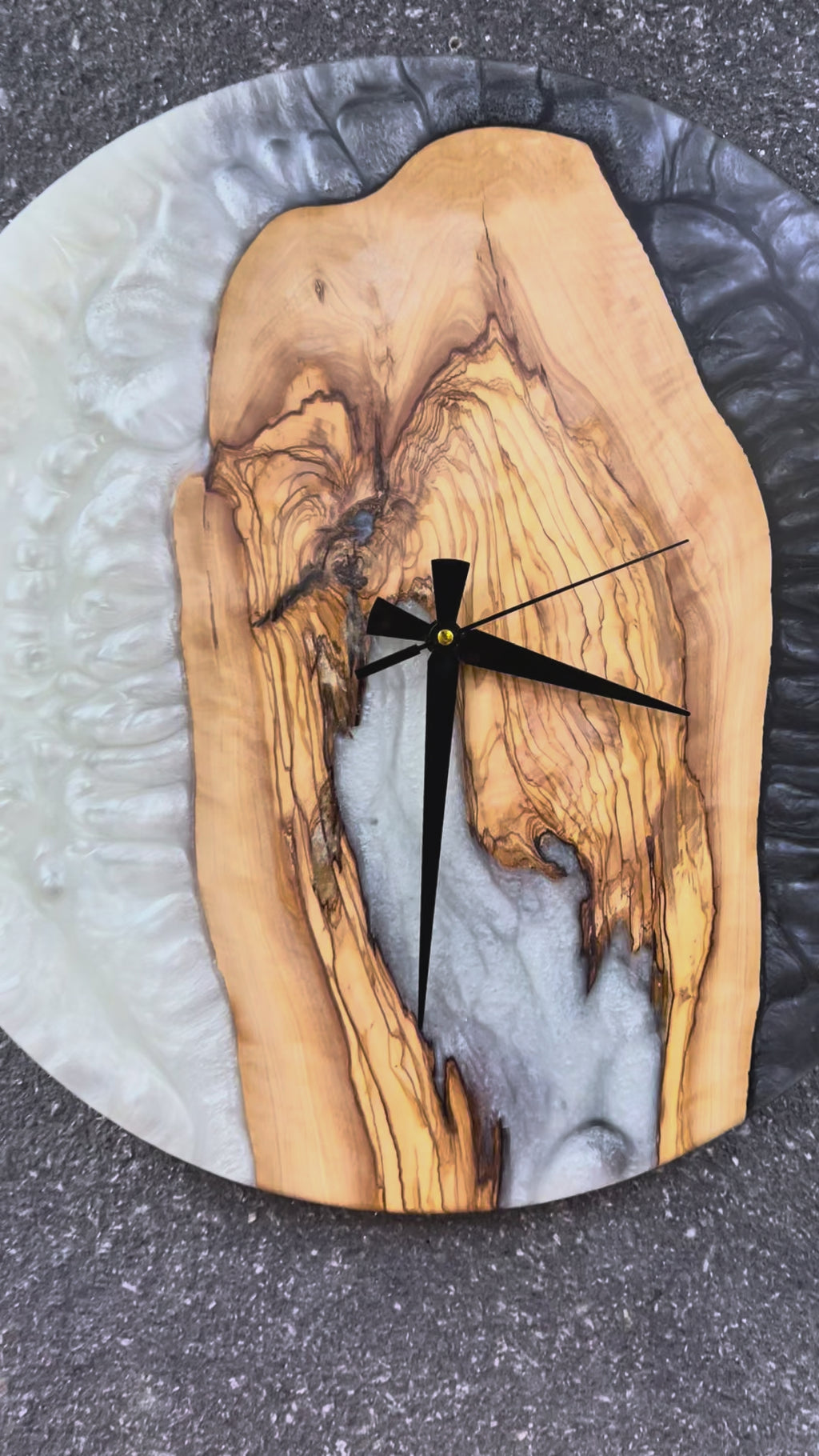 Pearl Arch Olive Wood & Resin Wall Clock — product video 1