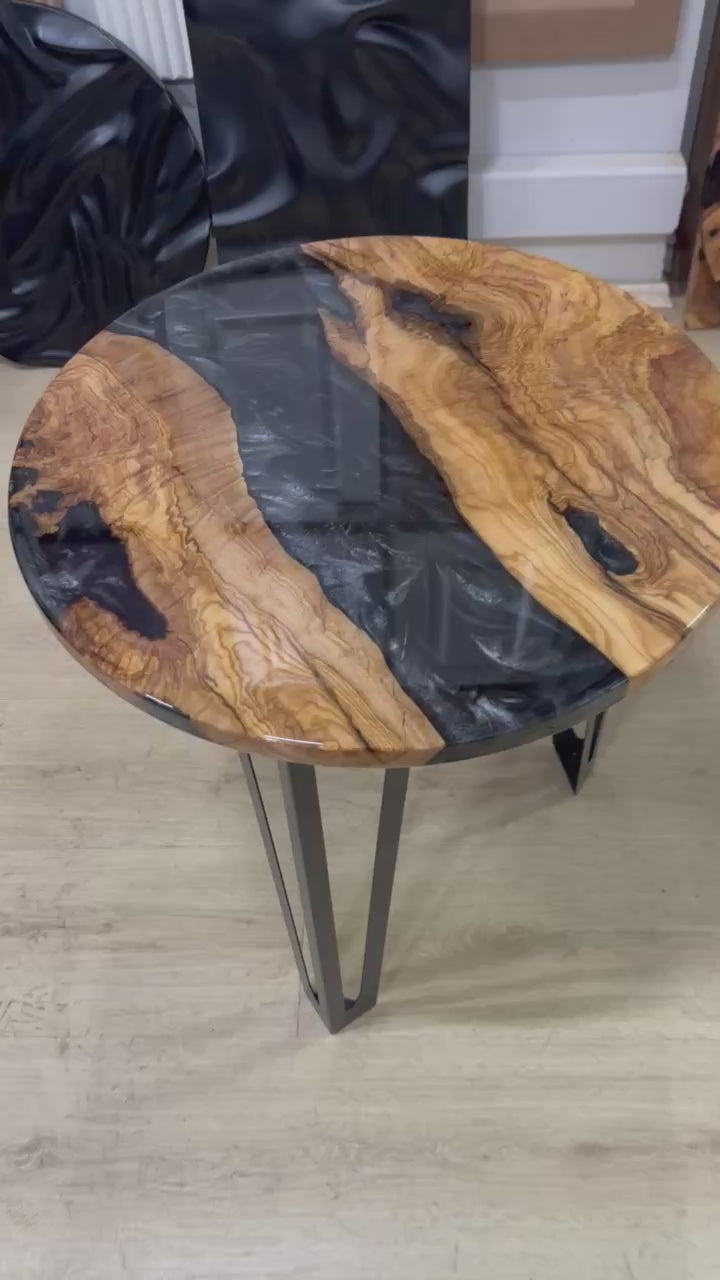 Pearlescent Black River Olive Wood Coffee Table — product video