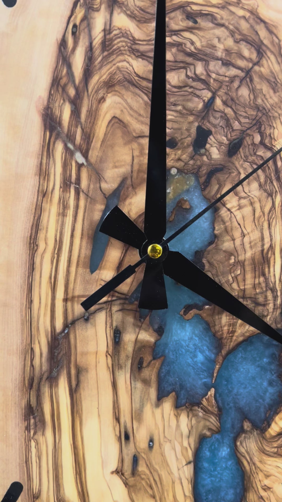 Icy Archipelago Olive Wood & Resin Wall Clock — product video 1