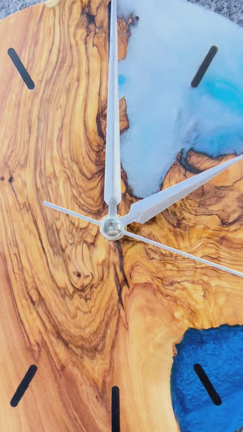 Azure Cape Olive Wood & Resin Wall Clock — product video 1