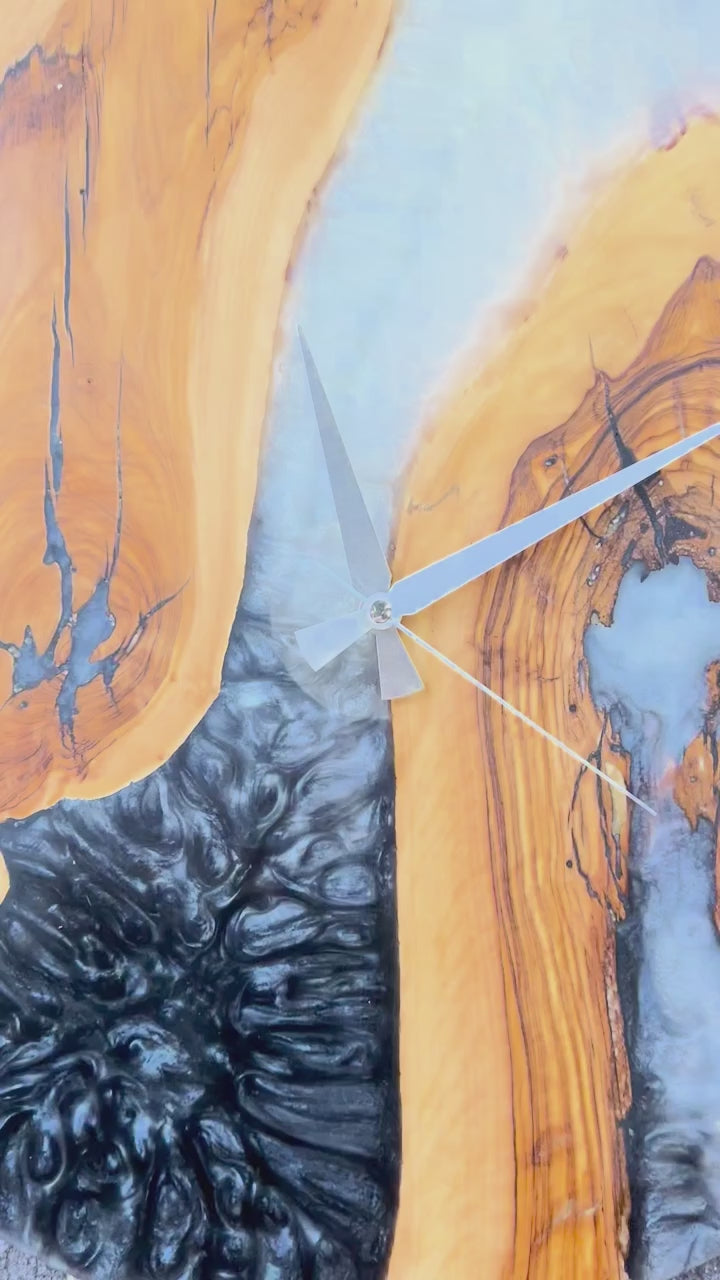 Monochrome Arch Olive Wood & Resin Wall Clock — product video 1