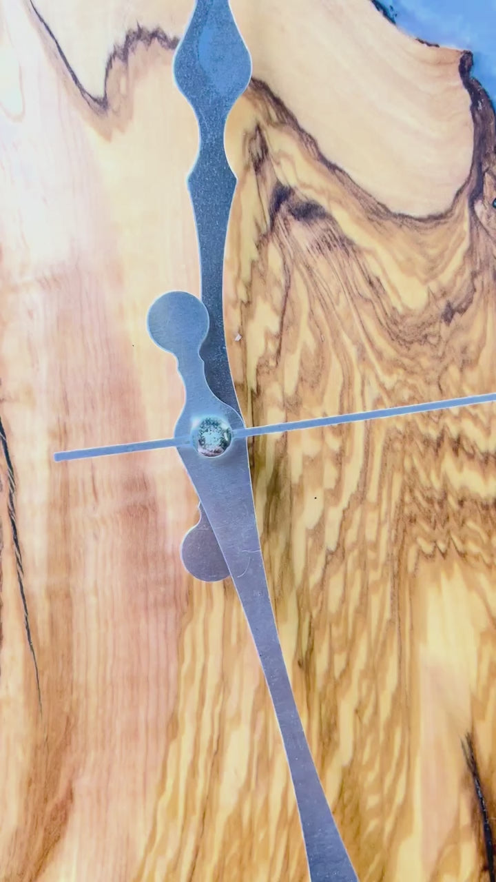 Charcoal Pearl Timber Olive Wood & Resin Wall Clock — product video 1