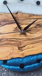 Pearl Horizon Olive Wood & Resin Wall Clock — product video 1